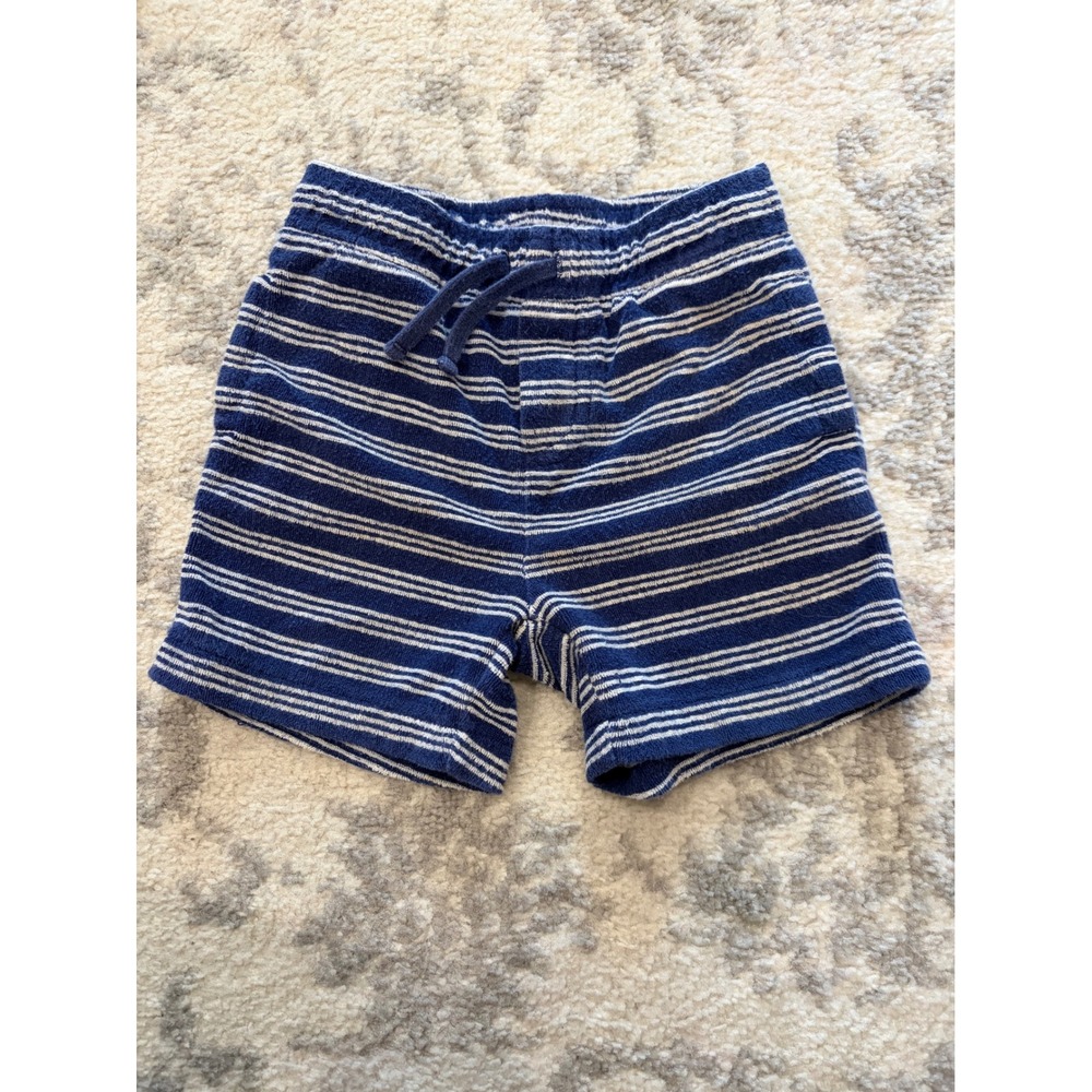 Janie and Jack Boys Navy White Striped Terry Cloth Shorts 18-24 Months